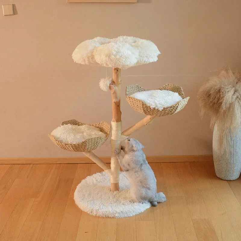 arbre a chat 3 niveaux bois sisal griffoir
