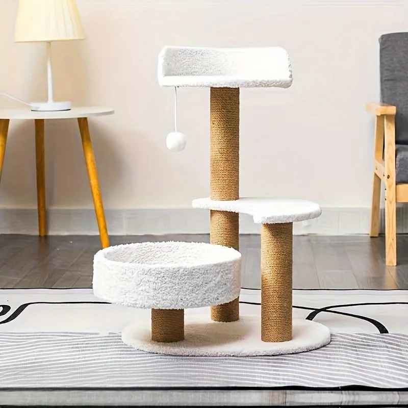arbre a chat blanc tapis ligner