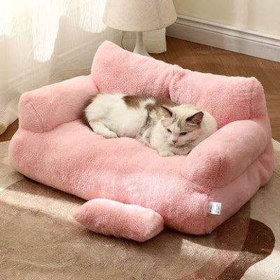 coussin pour chat canape rose gros chat