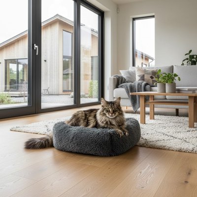 Coussin pour Chat gris fonce grande porte patio