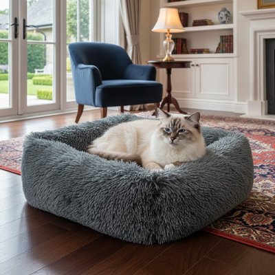 coussin pour chat gris fonce rectangulaire