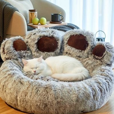 coussin pour chat marron chat blanc