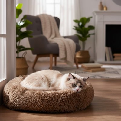 coussin pour chat marron fenetre