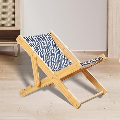 lit pour chat bois acajou bleu sans chat