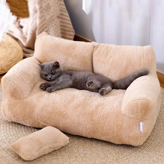 lit pour chat chatton gris allonger
