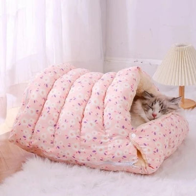 Lit pour chat rose sommeil