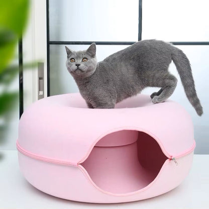 lit pour chat tunnel rose chat debout